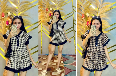 Setelan Wanita Motif  (Atasan & Celana Pendek)